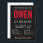 BAR MITZVAH modern simple stack red black QR Code Invitation<br><div class="desc">by kat massard >>> WWW.SIMPLYSWEETPAPERIE.COM <<< - - - - - - - - - - - - CONTACT ME to help with balancing your type perfectly Love the design, but would like to see some changes - another color scheme, product, add a photo or adapted for a different occasion...</div>