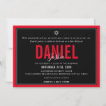 BAR MITZVAH modern sport boy bold red black Invitation<br><div class="desc">by kat massard >>> kat@simplysweetPAPERIE.com <<< CONTACT ME for custom wording or to add any lines in Hebrew Love the design, but would like to see some changes - another color scheme, product, add a photo or adapted for a different occasion - no worries simply contact me - I am...</div>