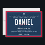 BAR MITZVAH modern sport boy bold red navy blue Invitation<br><div class="desc">by kat massard >>> kat@simplysweetPAPERIE.com <<< CONTACT ME for custom wording or to add any lines in Hebrew Love the design, but would like to see some changes - another color scheme, product, add a photo or adapted for a different occasion - no worries simply contact me - I am...</div>