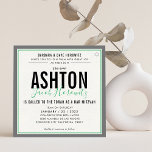 BAR MITZVAH modern sporty green gray hebrew Invitation<br><div class="desc">by kat massard >>> kat@simplysweetPAPERIE.com <<< CONTACT ME for custom wording or to add any lines in Hebrew Love the design, but would like to see some changes - another color scheme, product, add a photo or adapted for a different occasion - no worries simply contact me - I am...</div>