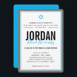 BAR MITZVAH modern star boy aqua blue gray simple Invitation<br><div class="desc">by kat massard >>> kat@simplysweetPAPERIE.com <<< CONTACT ME for custom wording or to add any lines in Hebrew Love the design, but would like to see some changes - another color scheme, product, add a photo or adapted for a different occasion - no worries simply contact me - I am...</div>