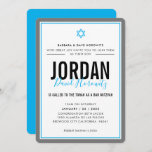 BAR MITZVAH modern star boy aqua blue gray simple Invitation<br><div class="desc">by kat massard >>> kat@simplysweetPAPERIE.com <<< CONTACT ME for custom wording or to add any lines in Hebrew Love the design, but would like to see some changes - another color scheme, product, add a photo or adapted for a different occasion - no worries simply contact me - I am...</div>