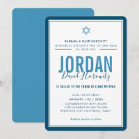 BAR MITZVAH modern star boy denim blue simple