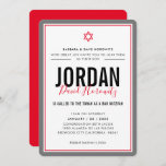 BAR MITZVAH modern star boy red gray simple Invitation<br><div class="desc">by kat massard >>> kat@simplysweetPAPERIE.com <<< CONTACT ME for custom wording or to add any lines in Hebrew Love the design, but would like to see some changes - another color scheme, product, add a photo or adapted for a different occasion - no worries simply contact me - I am...</div>