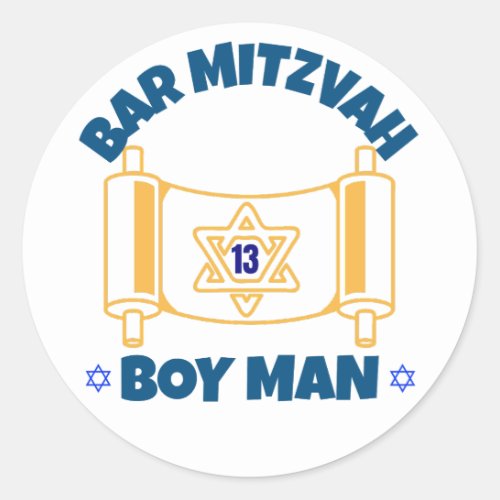 Bar Mitzvah Modern Star of David Classic Round Sticker