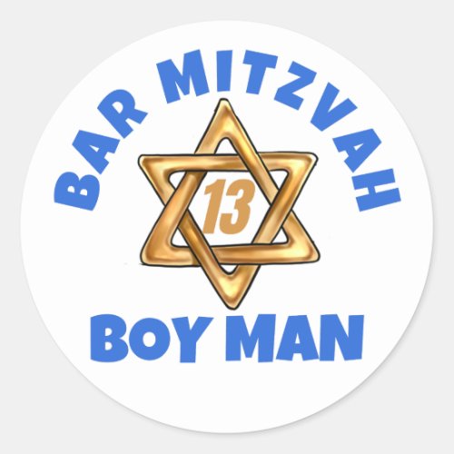 Bar Mitzvah Modern Star of David  Classic Round Sticker