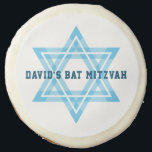BAR MITZVAH modern white jewish star of david blue Sugar Cookie<br><div class="desc">by kat massard >>> WWW.SIMPLYSWEETPAPERIE.COM <<<</div>