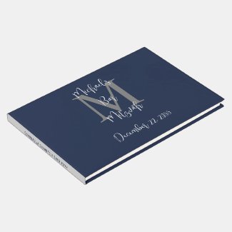 Bar Mitzvah Monogram Blue Gray White Sign-In