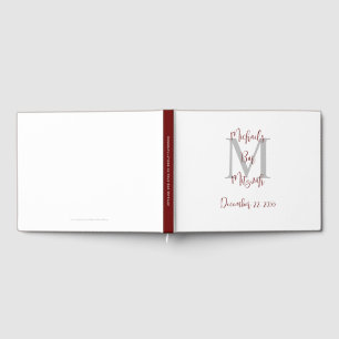 Bar Mitzvah Monogram White Burgundy Gray Sign-In Guest Book