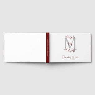 Bar Mitzvah Monogram White Burgundy Gray Sign-In Guest Book