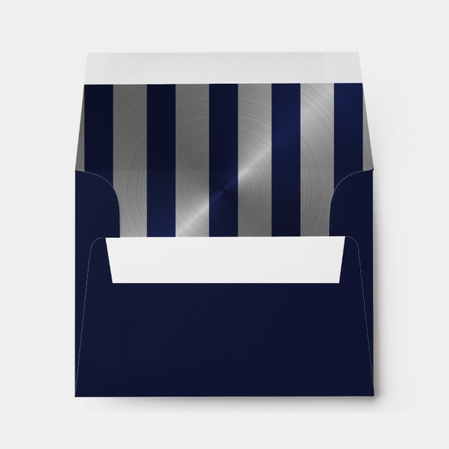 Bar Mitzvah Navy and Silver Stripe Star of David Envelope (Back (Bottom))