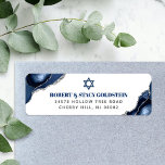 Bar Mitzvah Navy Blue Agate Silver Return Address Label<br><div class="desc">Be proud, rejoice and celebrate this milestone of your favorite Bar Mitzvah whenever you use this cool, unique, modern, personalized return address label! Navy blue and gray typography and Star of David overlay a simple, white background with steel blue agate rocks accented with faux silver veins. Personalize the custom text...</div>