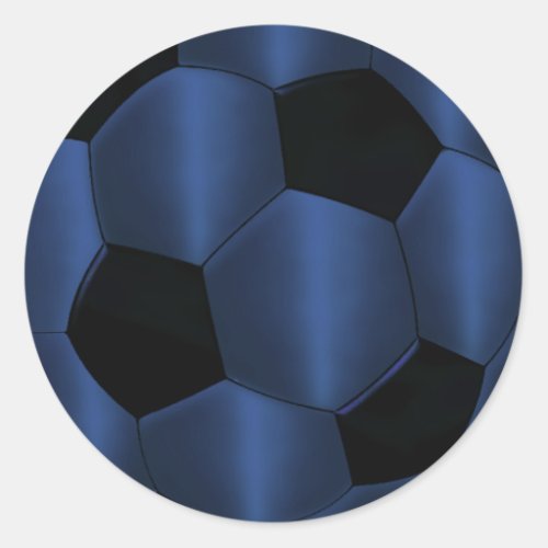 Bar Mitzvah Navy Blue and Black Soccer Ball Classic Round Sticker