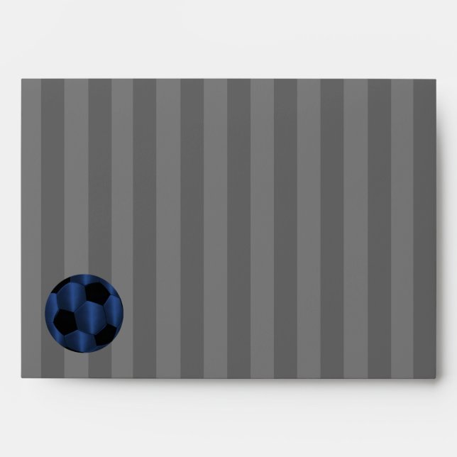 Bar Mitzvah Navy Blue and Black Soccer Ball Envelope (Front)