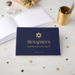 Bar Mitzvah Navy Blue Faux Gold Star of David Boy Guest Book<br><div class="desc">A simple navy and gold bar mitzvah design whose only decoration is the faux gold foil star of David in the upper part (and on the back and on the spine). All text is in golden caps and can be edited. The background is navy blue.</div>