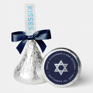 Bar Mitzvah Navy Blue & Faux Silver Star of David Hershey®'s Kisses®