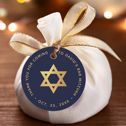 Bar Mitzvah Navy Blue Gold Star of David Thank You
