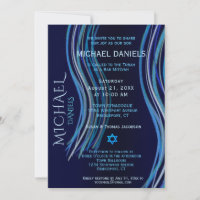 Bar Mitzvah Navy Blue Prayer Shawl Invitation
