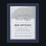 Bar Mitzvah Navy Blue Silver Budget Invitation<br><div class="desc">A bar mitzvah invitation. On a navy blue rectangular background,  it has a faux silver foil arch that has inside navy blue text on white background. The  name is written in an elegant calligraphic script;. There is a (faux) silver star of David above the text.</div>