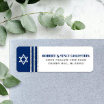 Bar Mitzvah Navy Blue Silver Tallit Return Address Label<br><div class="desc">Be proud, rejoice and celebrate this milestone of your favorite Bar Mitzvah whenever you use this cool, unique, modern, personalized return address label! Bold, navy blue and gray typography, a white Star of David and a navy blue and silver glitter striped tallit inspired graphic overlay a simple, white background. Personalize...</div>