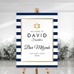 Bar Mitzvah Navy Blue White Stripe Gold Welcome Foam Board<br><div class="desc">With a classic blue and white stripe background,  this elegant Bar Mitzvah welcome sign features an elegant faux gold foil border framing your details set in chic typography. Designed by Thisisnotme©</div>