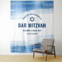 Bar Mitzvah Navy Type Blue Foil Photo Backdrop