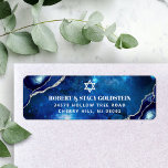 Bar Mitzvah Navy Watercolor Agate Return Address Label<br><div class="desc">Be proud, rejoice and celebrate this milestone of your favorite Bar Mitzvah whenever you use this cool, unique, modern, personalized return address label! White typography and Star of David overlay a deep blue galaxy watercolor background with navy blue agate accented with faux silver veins. Personalize the custom text with your...</div>