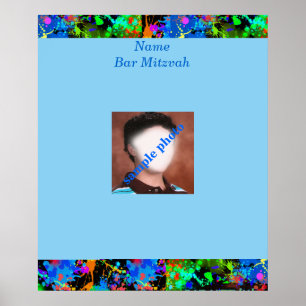Bar Mitzvah Neon Paint Photo Sign in Board