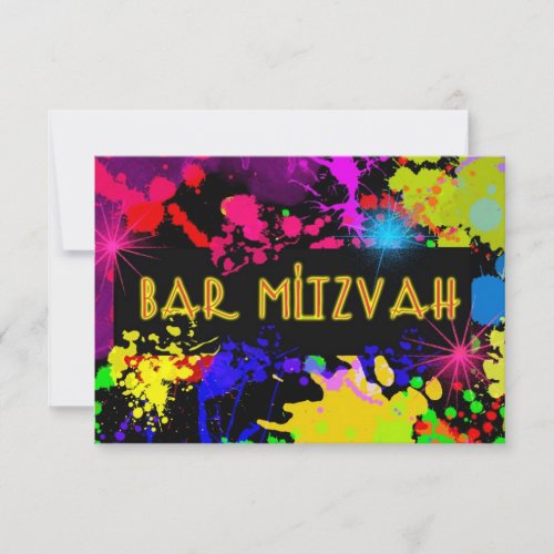 Bar Mitzvah, Neon Paint Splatter, Custom