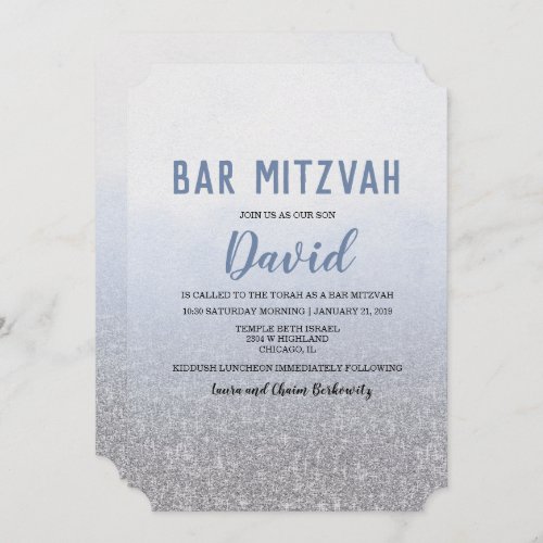 Bar Mitzvah Ombre Blue Invitation