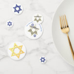 Bar Mitzvah or Bat Mitzvah Confetti<br><div class="desc">Bar Mitzvah or Bat Mitzvah decorations should include this festive Star of David table confetti with optional personalized text.  Blue and white,  silver and gold double-sided Star design allows for customized options.</div>