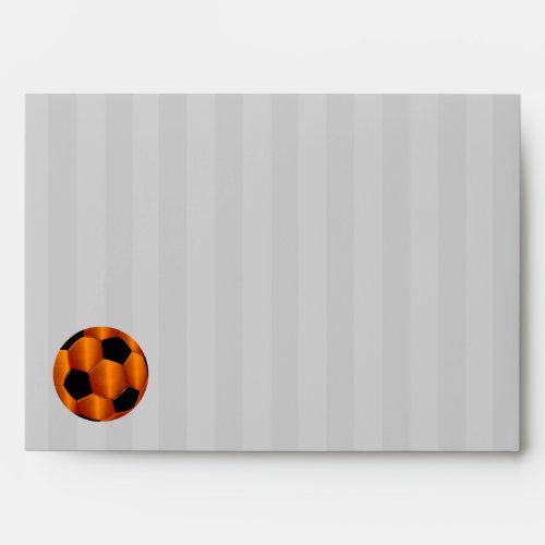 Bar Mitzvah Orange and Black Soccer Ball Envelope