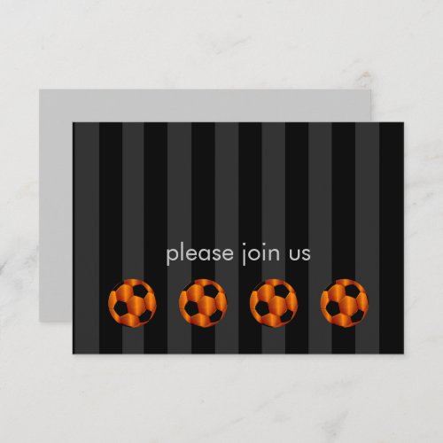 Bar Mitzvah Orange and Black Soccer Ball Invitation