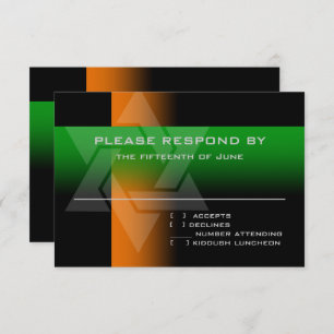 Bar Mitzvah Orange and Green on Any Color RSVP Card