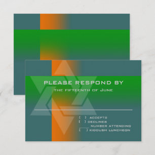 Bar Mitzvah Orange and Green on Any Color RSVP Card