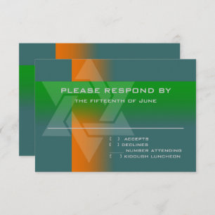 Bar Mitzvah Orange and Green on Any Color RSVP Card