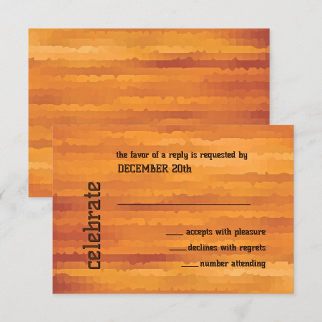 Bar Mitzvah Orange Techno Streaks Invitation RSVP (Front/Back)
