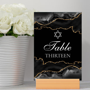 Bar Mitzvah Party Black Gold Star of David Table Number