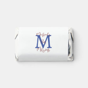 Bar Mitzvah Party Blue Monogram White Burgundy Hershey's Miniatures
