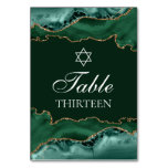 Bar Mitzvah Party Dark Green Gold Star of David Table Number