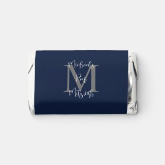 Bar Mitzvah Party Gray Monogram White Blue