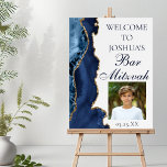 Bar Mitzvah Party Navy Blue Gold Agate Photo Foam Board<br><div class="desc">Elegant navy blue and gold agate decorates the side of this modern Bar Mitzvah party welcome foam board. Your son's name is written in beautiful formal script above his birthday photo. Perfect for a chic,  stylish Jewish family celebrating their boy being called to the Torah.</div>