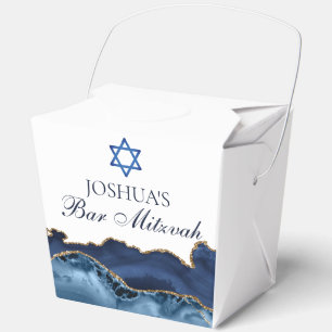 Bar Mitzvah Party Navy Blue Gold Fortune Favor Boxes