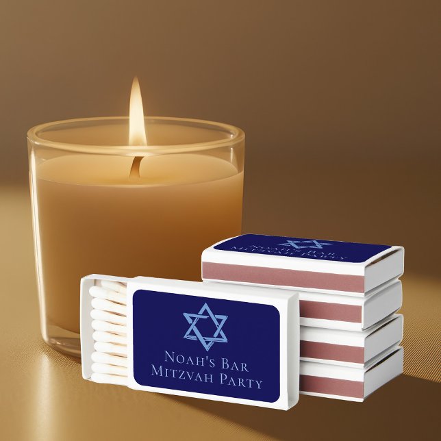 Bar Mitzvah Party Royal Blue Star of David Matchboxes (Creator Uploaded)