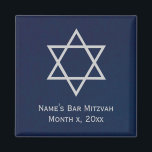 Bar Mitzvah Personalized Magnet - Blue and Silver<br><div class="desc">Personalized Star of David Bar Mitzvah magnet in blue & silver can be used as a Save the Date magnet or as a memento of the blessed event.  Text is fully customizable.</div>