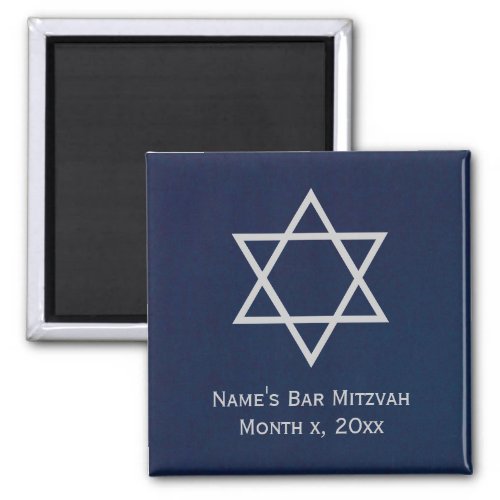 Bar Mitzvah Personalized Magnet _ Blue and Silver