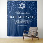 Bar Mitzvah Photo Backdrop<br><div class="desc">Personalized bar mitzvah photo backdrop tapestry featuring a stylish blue background,  glitter,  the star of david symbol,  the childs name,  and date.</div>