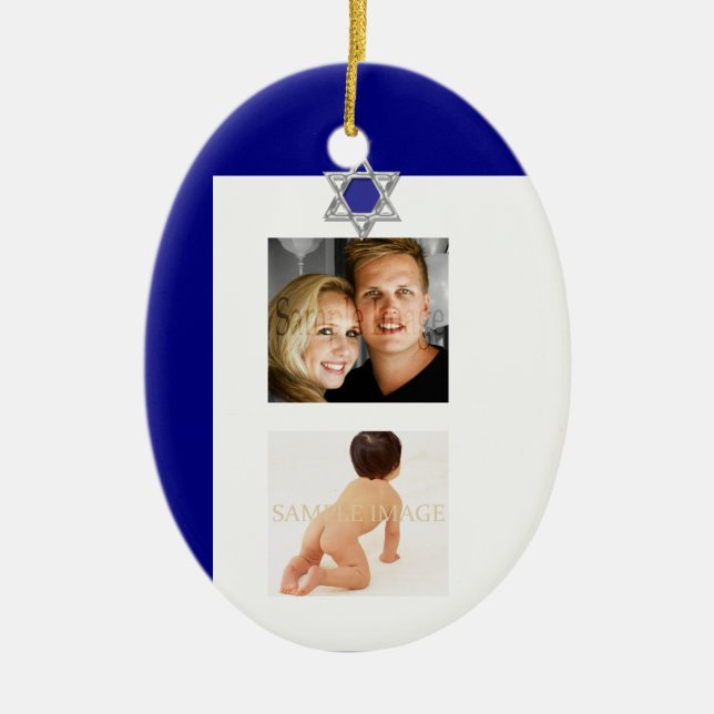Bar Mitzvah photo keepsake PERSONALIZE Ceramic Ornament (Front)