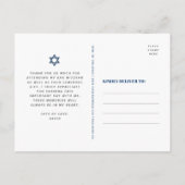 Bar Mitzvah Photo Navy Blue Agate Script Thank You Postcard (Back)