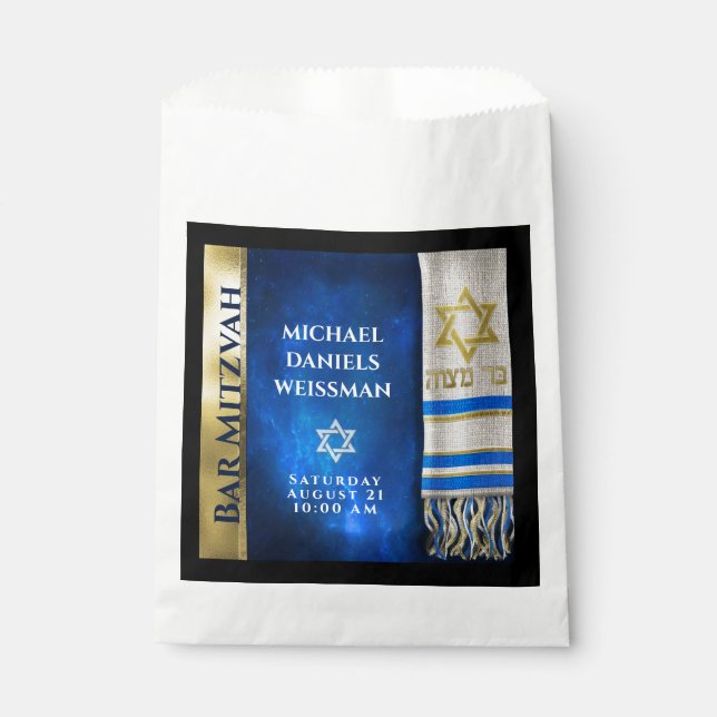 Bar Mitzvah Prayer Shawl  Favor Bag (Front)